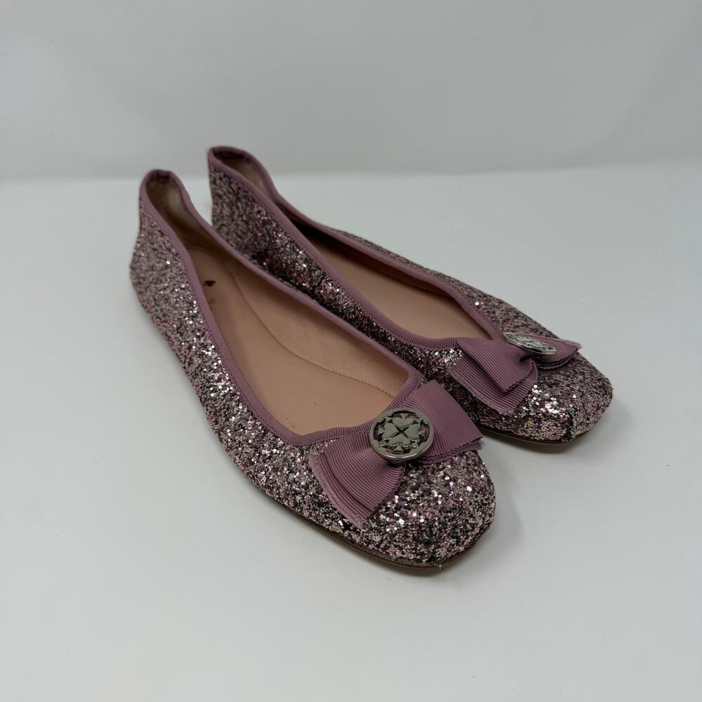Title: Kate Spade New York Pink Glitter Bow Flats Size 10